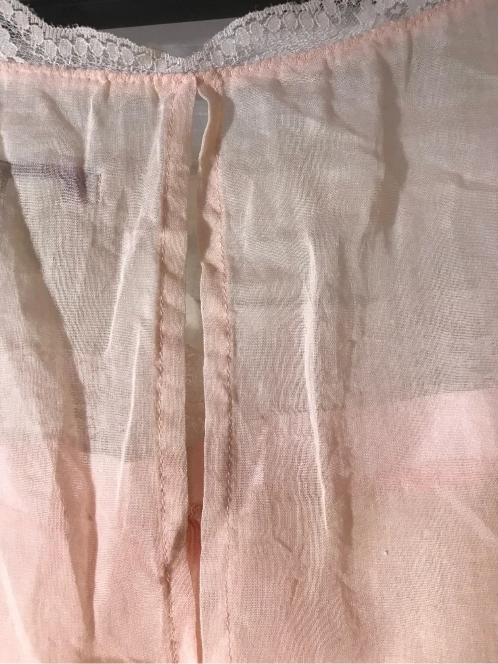 Free People blush pink lace-trim cami, side zipper opening, very soft cotton